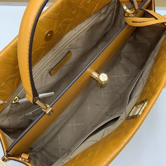 Michael Kors Penelope Large Top Handle Satchel Marigold Color - Picture 12 of 15